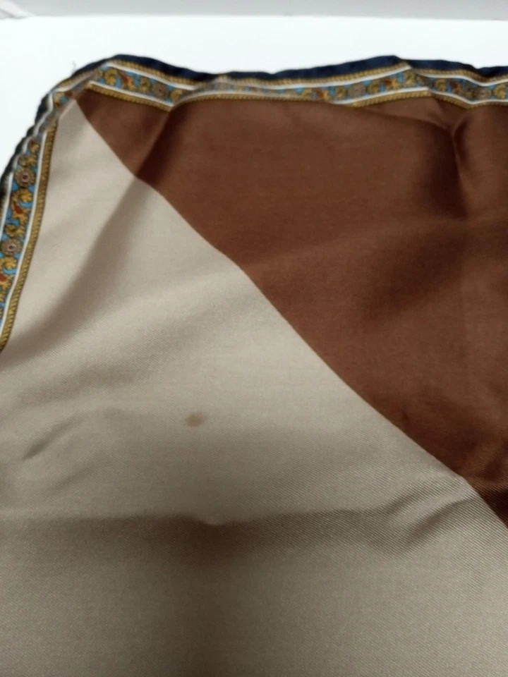 Cuadrado de bolsillo Ashear italiano de seda enrollado a mano 18" centro cachemir de colección Foto 3 de 4