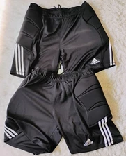 2 Pair Adidas Mens XL Goalkeeper Shorts Black Tierro 13 Padded Soccer Activewear
