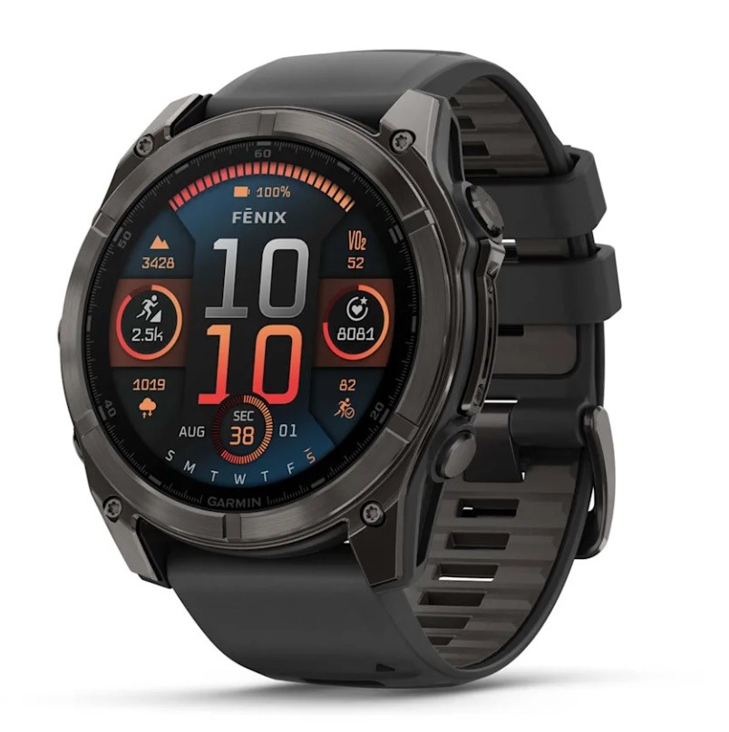 Garmin Fenix 8 AMOLED 51mm Sapphire Carbon Grey DLC Titanium Watch with Black Band