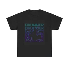 Drummer Graphic T Shirt Retro Gift Drum Set Unisex Heavy Cotton Tee