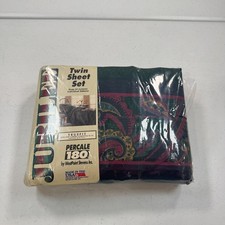 vintage jubilee sheet set twin green paisley y2k 90s 80s american gypsy NOS