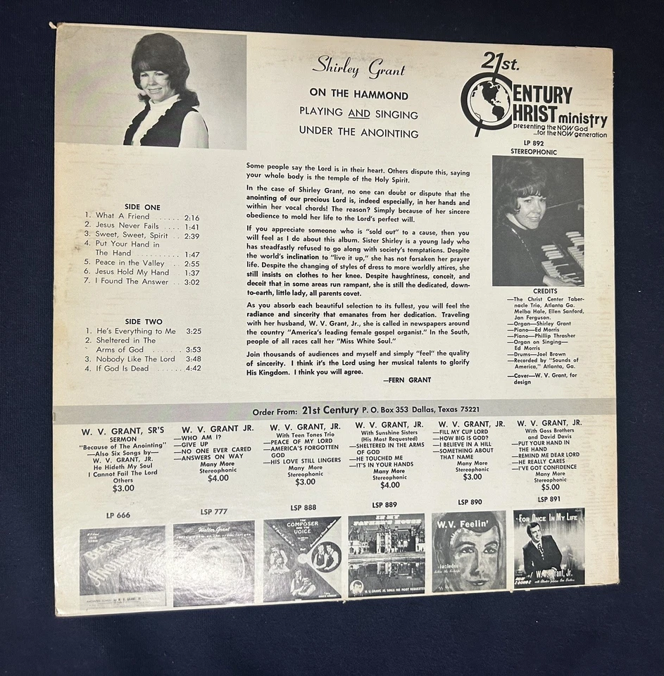 Shirley Grant Sweetly & Simply Vinyl LP Gospel on the Hammond  - Image 4 of 4