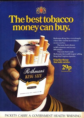 Vintage 1971 Werbung für ROTHMANS King Size Zigaretten Original Tabak Print Ad
