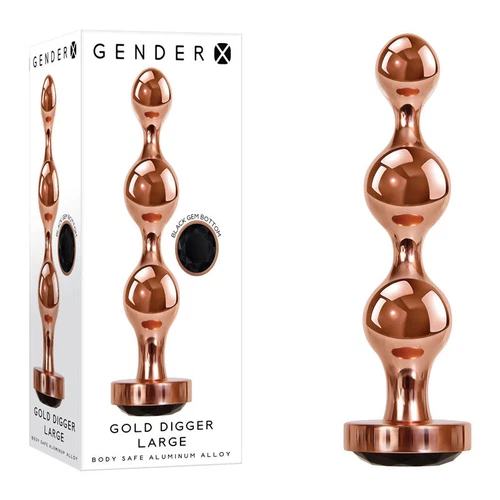 Gender X GOLD DIGGER Large - Rose Gold Large Butt Plug with Black Gem Base - Imagen 1 de 9