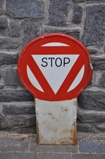 Altes Blechschild Reichsbahn,Stop-Schild,Eisenbahn,Lokomotive,Bahnhof,Bahn,Zug
