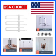 Child Safety Sliding Cabinet Locks - 3 Pack, No Install, Durable White Design