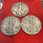 Lot Of 3 Walking Liberty Half Dollar 50c $1.50 Face 90% Silver Raw Visible Dates