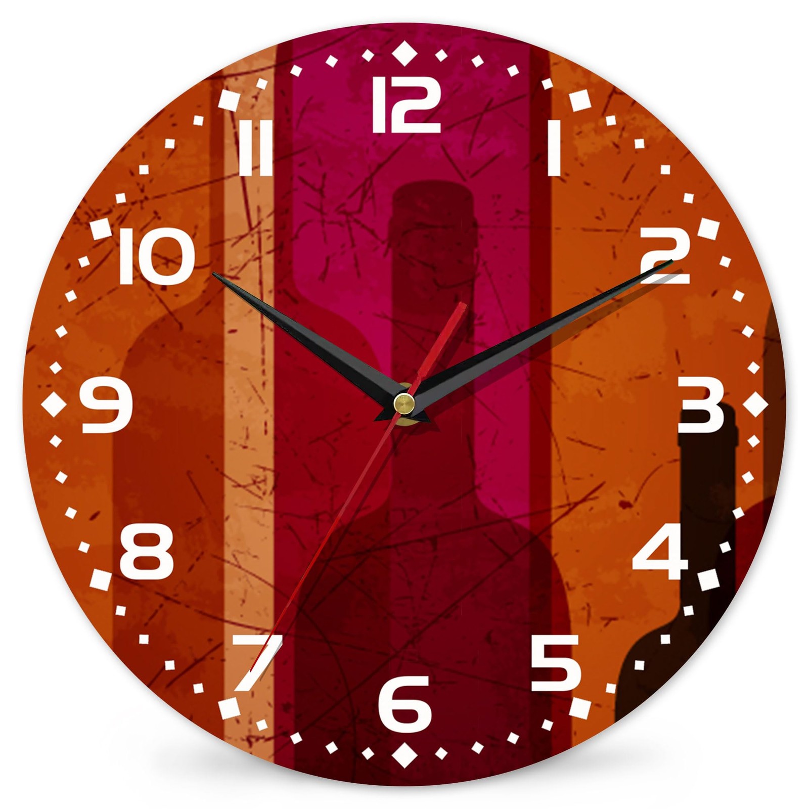 Clock for Living Room, Abstract Wine Wall Vintage Large,