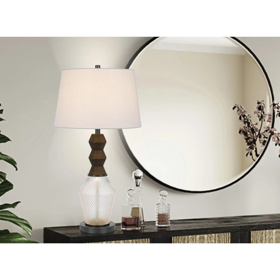 Luminária e acessórios CAL BO-3187TB Harlan abajur de mesa carvalho escuro e cinza ferro - Imagem 4 de 4