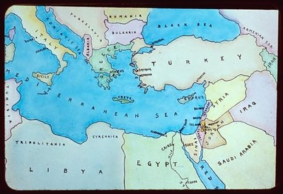 Models and maps. Map of eastern Mediterranean and surrounding countries