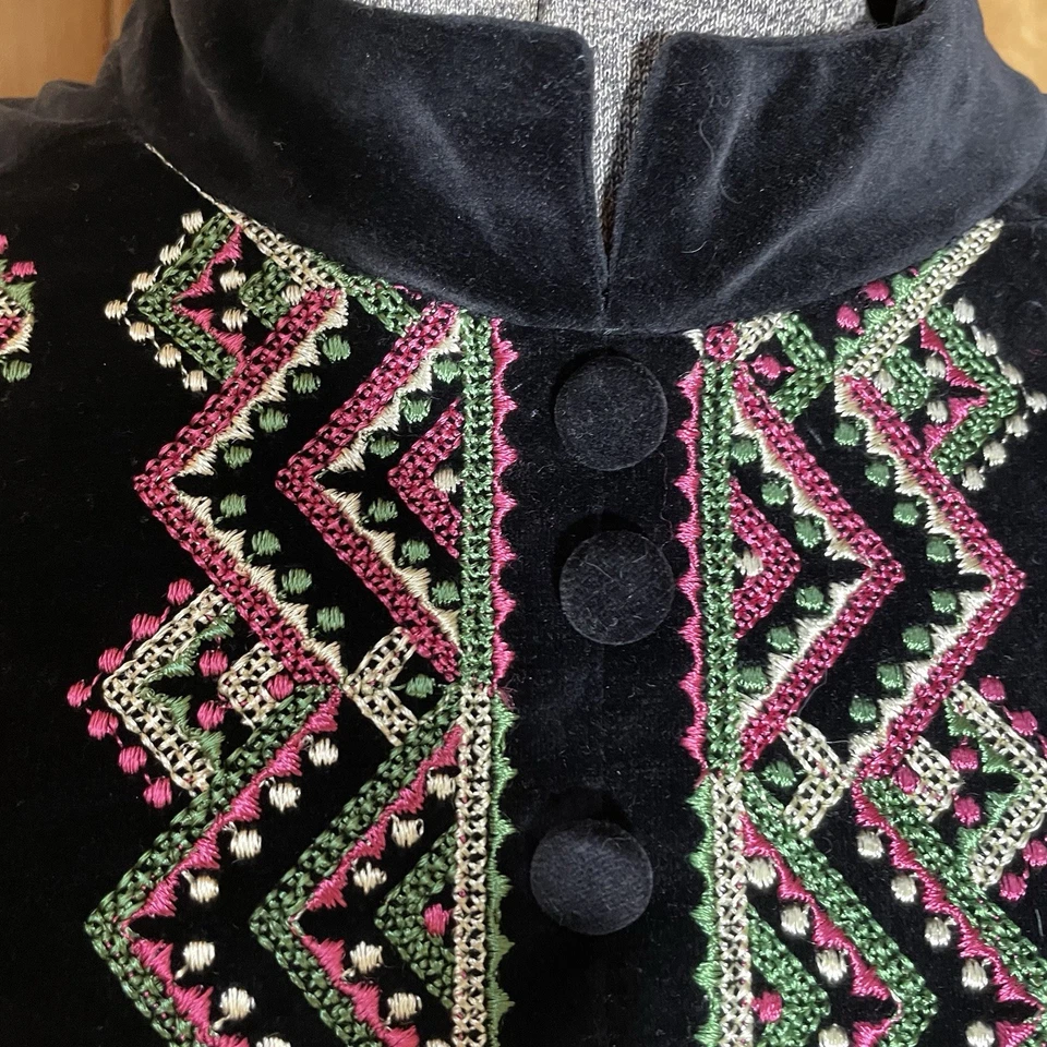 Vestido túnica boho bordado terciopelo negro años 60 70 hippie festival mujer mediano de colección Foto 3 de 4