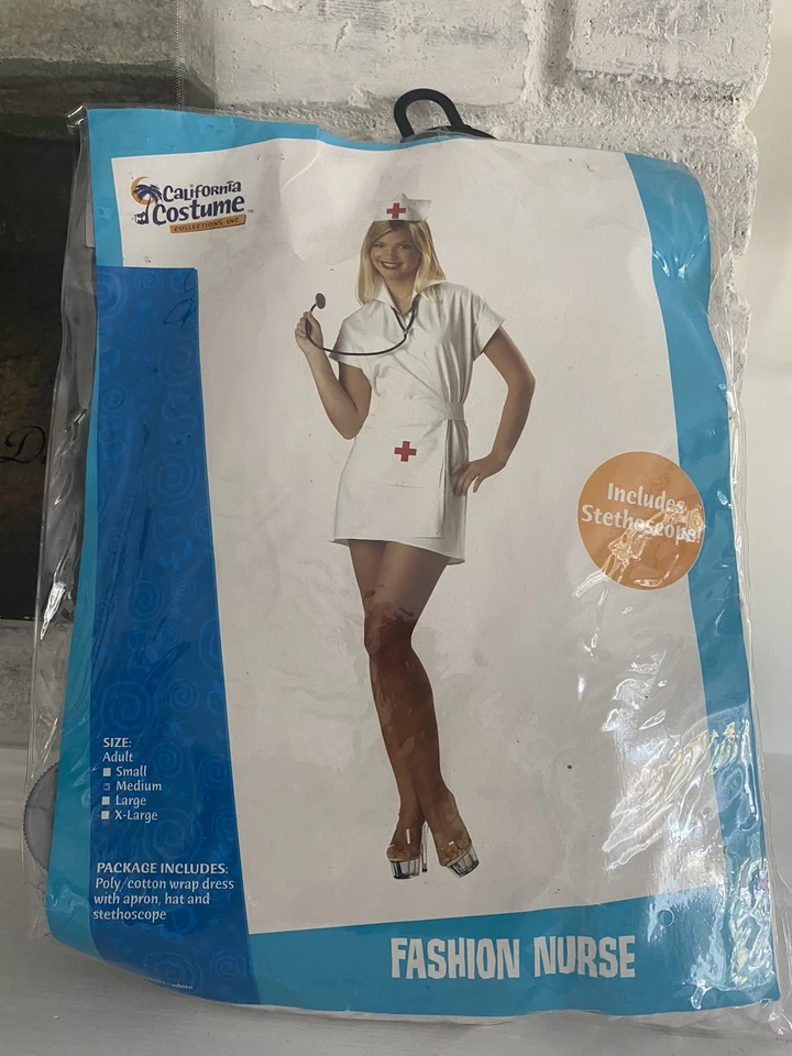 Калифорния белый/красный больницы медсестра костюм для Хэллоуина ~ средний кружевной чулок - Изображение 2 из 4