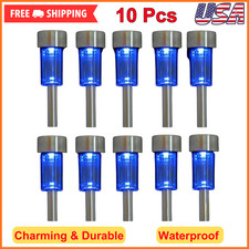 10 Pieces Blue LED Outdoor Steel Garden Solar Powered Landscape Light Lamp, Path
