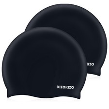 2pcs High Elasticity Silicone Swim Cap for Women and Men, Comfortable Non-Sli...