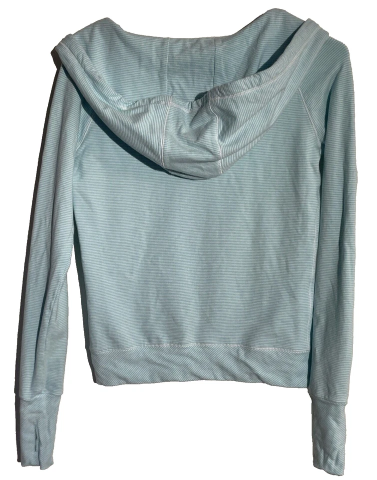 Lorna Jane Life Pullover Sudadera con Capucha Azul y Blanco Rayas Talla XS LC2027 Foto 3 de 4