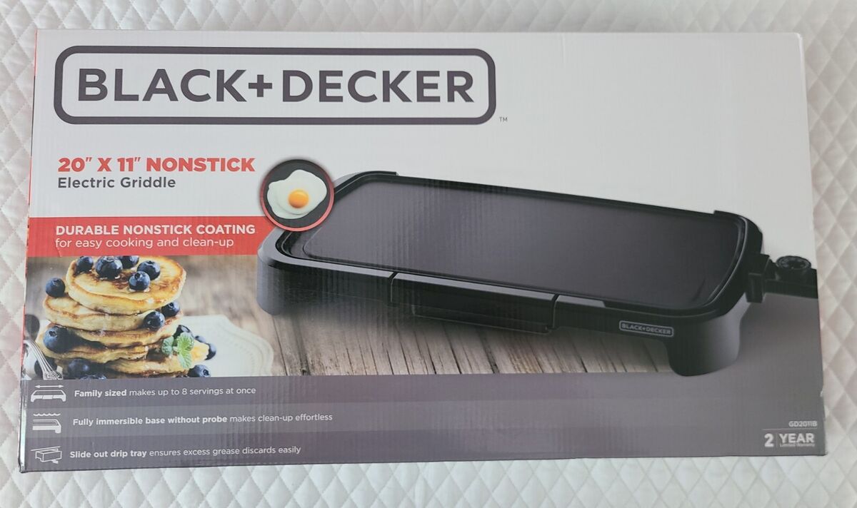 New BLACK+DECKER Family-Sized Non Stick Electric Griddle 20x11,  temp-control