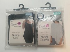 Secret Treasures Nursing Cami Top Black Shelf Bra Breastfeeding M/L & Cover UP 