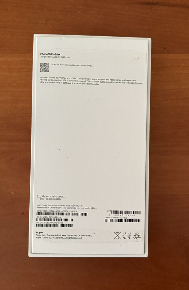 Gently used Apple iPhone 15 Pro Max; 1TB (Blue, Unlocked) US ESim