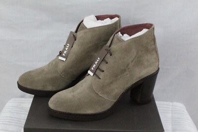 Women's Boots Size 9.5 FRAU Italian Suede 3'' Block Heel Model 84B1 Beige NWB