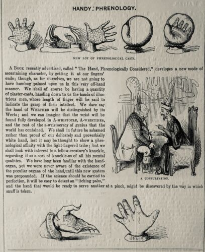 c1848 HANDY PHRENOLOGY - PALM READING - CONFUCIUS / SYKES Original Antique Print - Picture 1 of 2