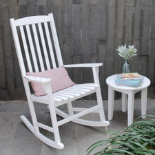 Chair Rocking Porch Outdoor PATIO ROCKER Seat Garden Furniture Wooden Deck White