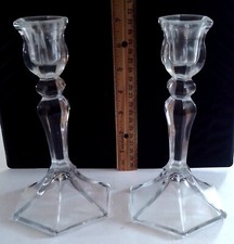 2 Nice Heavy Glass Candle Holders.