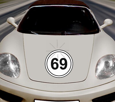 Car Sticker Start Race Rally Number # NR Circle 69 D48 2x Sticker 20cm Film