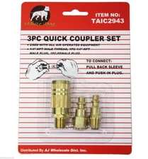New 3PC 1/4"NPT Male And Female Plug Brass Air Quick Coupler Set 