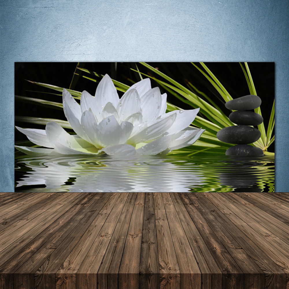 Crédence de cuisine fleur et pierre en verre pour une ambiance zen au quotidien