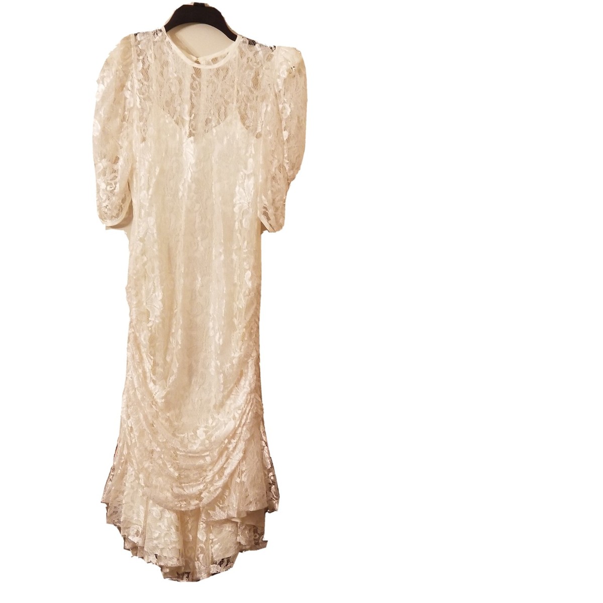 A la Carte California Vintage Lace Dress Sz Medium Ivory 3/4 Sleeves Dress  | eBay