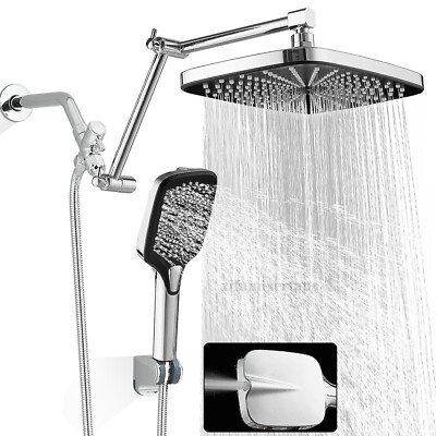 #ad Chrome Rain Shower Head Combo with Handheld Spray High Pressure Adjustable Arm $43.99