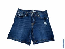 7 for all Mankind Blue Distressed Jean Shorts Size 12 5 Inseam