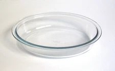 Vtg Pyrex Corning Oval Utility Baking / Serving Dish #8, Clear w. Lt. Blue Tint