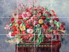 corbeille de fleur bouquet of flower August Renoir ceramic tile mural backsplash