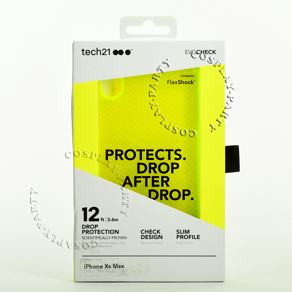 Tech21 Evo Check iPhone Xs Max FlexShock Snap Case Cover Neon Yellow  Clar