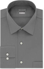  82 Van Heusen 15 32/33 Men'S Fitted Gray Long-Sleeve Top Dress Shirt Repaired 