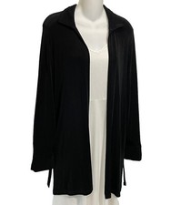 Travelsmith Jacket Medium Black Slinky Acetate Travelers Knit Open Cardigan Top