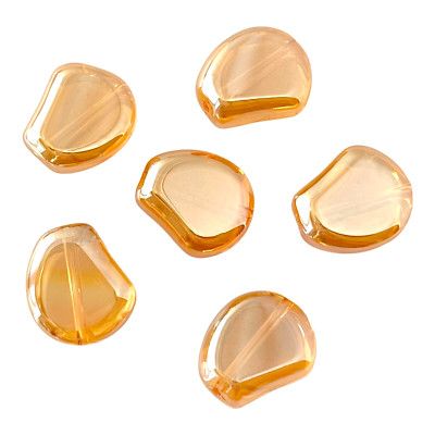 10 pcs Hyacinth Bean Glass Beads Orange Amber AB Mirror Finish 15x13mm