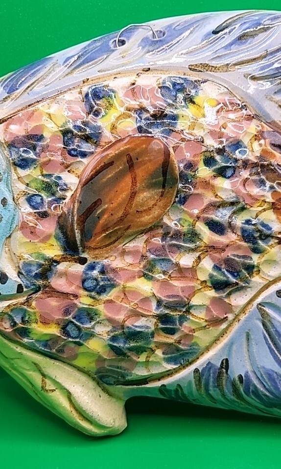 Art Pottery FISH Wall Hanging Plaque Whimsical Big Lips Eyed 3D