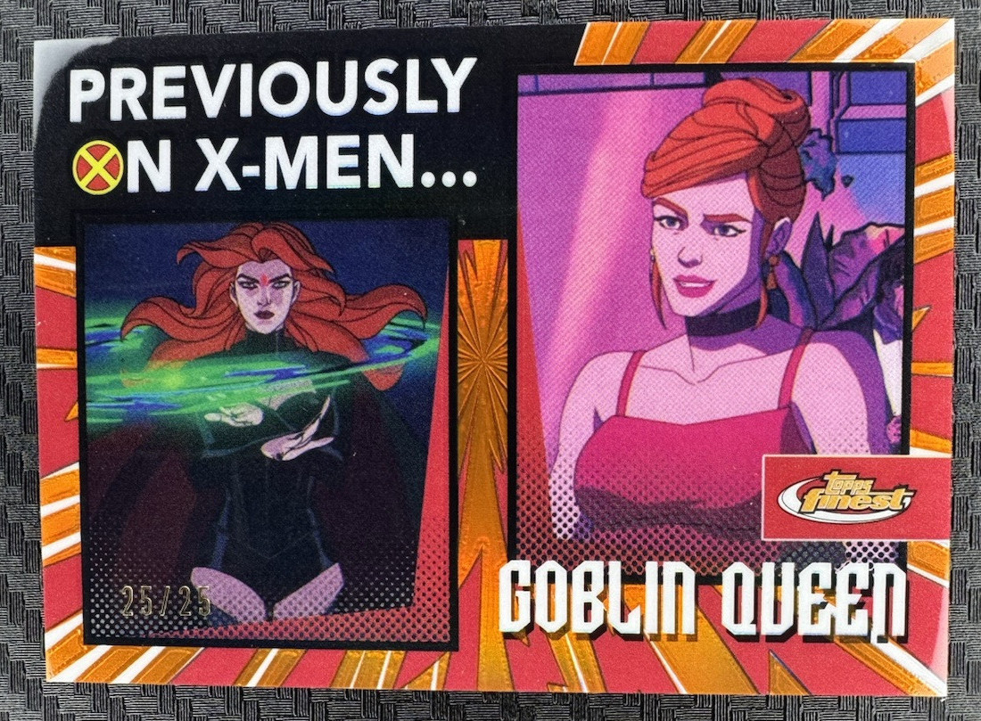 2025 Topps Finest X-Men 97: Goblin Queen Previously On X-Men /25 Orange