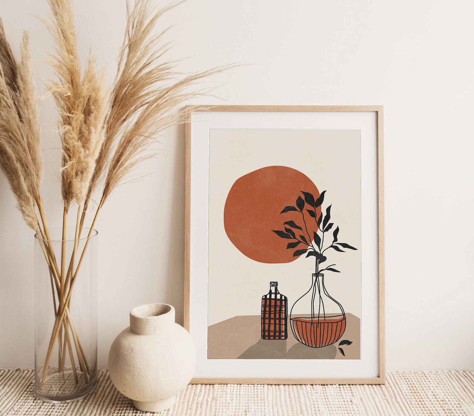 Boho Botanical Art Print Wall Art Terracotta Flower Wall Art Floral Wall Art