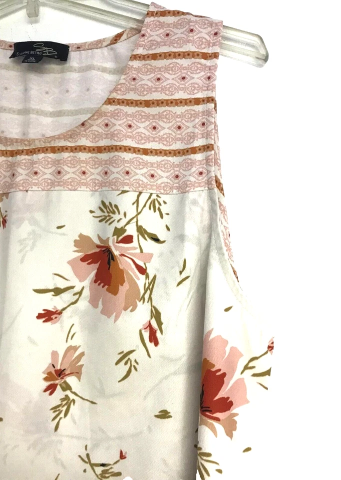 Blusa sin mangas floral melocotón XL de Suzanne Betro para mujer Foto 4 de 4
