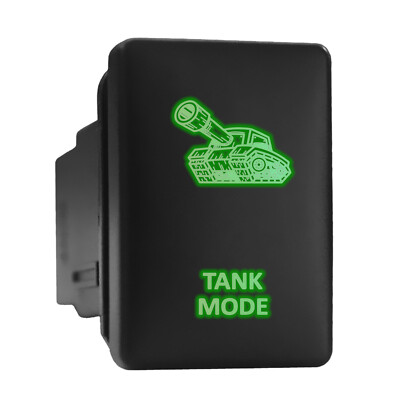TANK MODE Green LED Backlit Short Push Button 1.28''x 0.87'' (Fit: Toyota)