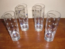 ~COURVOISIER~BLUE~CV LOGO~CORDIAL~4~TALL BAR DRINK GLASS MADE IN FRANCE 6"T~MINT