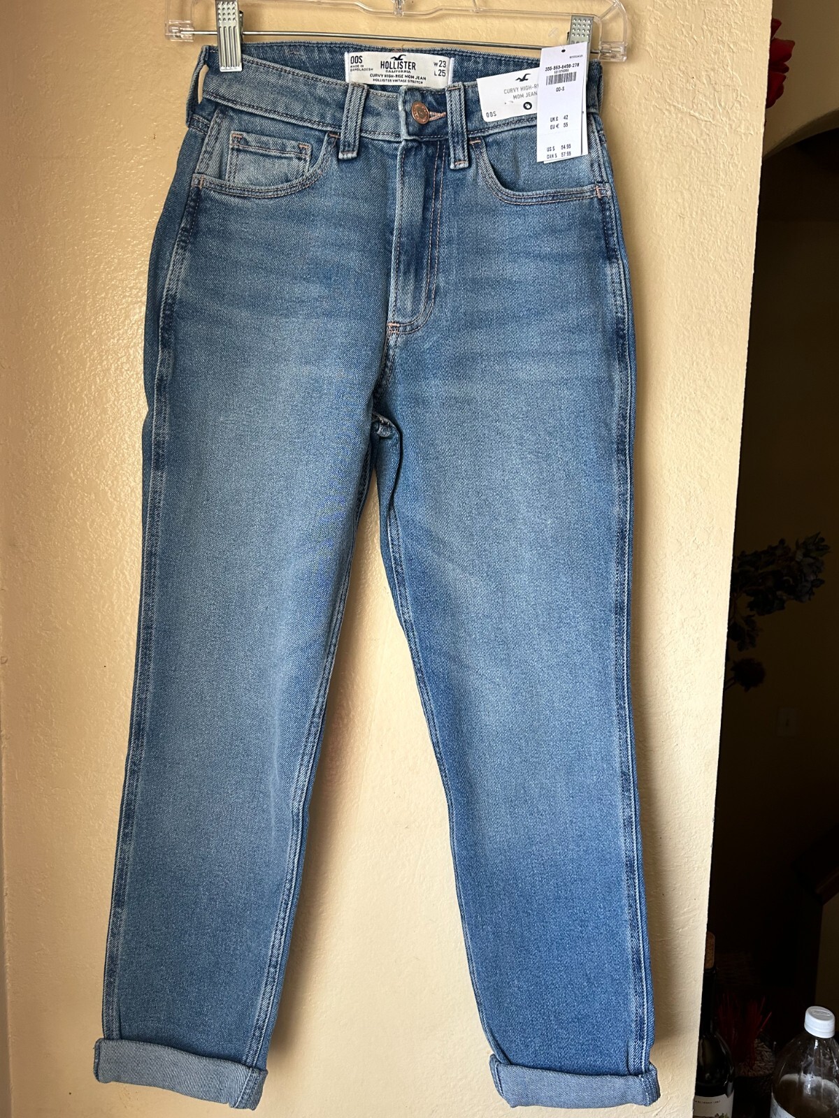 Hollister Jeans Size 00S Curvy Ultra High Rise Mom Stretch Denim Light Wash Blue