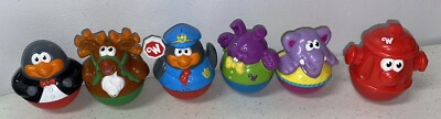 Lot Of 6 WEEBLES PLAYSKOOL  Hippo, Penguin, Rabbit, Elephant, Police, Fire