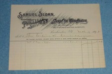 1895 Samuel Sloan Plumbers Supplies Steam Hot Water Rochester NY Billhead