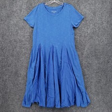 Soft Surroundings Dress Womens M Medium Blue Drapey Midi Shirt Short Sleeve