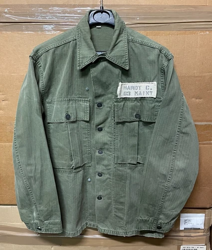 GENUINE RARE USAAF WW2 JACKET HBT HERRINGBONE TWILL NAME PATCH EX COND !!!!! 32R