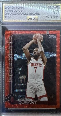 2025-26 Topps Kevin Durant #157 Orange Crackleboard Serial Numb 18/25 AGS 10